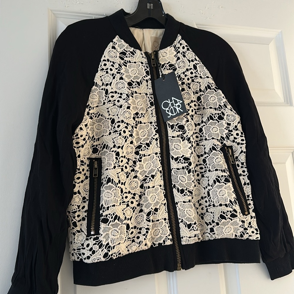 CHASER Beautiful 100% Viscose, Fully Lined Black & Cream Jacket - XS - BNWT